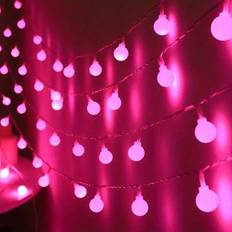 1 rosa LED-stämningslampa - Rund, klotformad ljusslinga, lämplig för rumsatmosfär, utomhus- och inomhusdekoration, batteridriven (1,5 meter /10 LED, 3 - Vitt (3M/20LED,6M/40LED,1,5M/10LED)