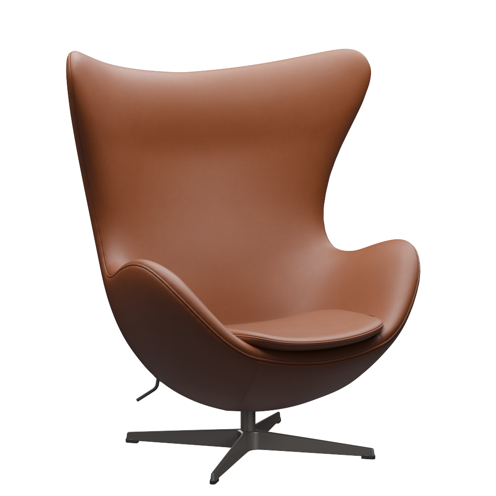 3316 Ægget loungestol, stel i warm graphite af Arne Jacobsen Essential læder - Walnut - Jacobsen Plus