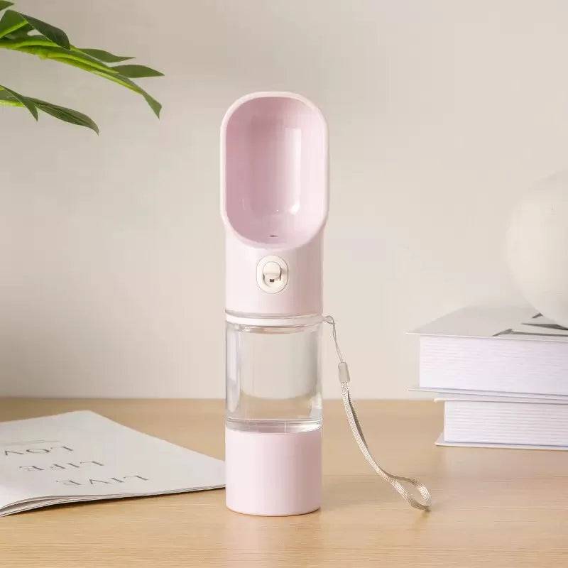 2-in-1 Pet Travel Water Bottle & Food Dispenser - Pink