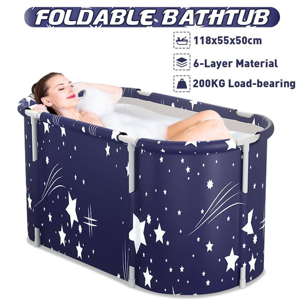 120CM hopfällbart badkar Spabadkar Vuxna Barnpool Bärbar Plastbadkar Badkar Hink Isolering Badbadkar Dubbelt avlopp 6 lager white