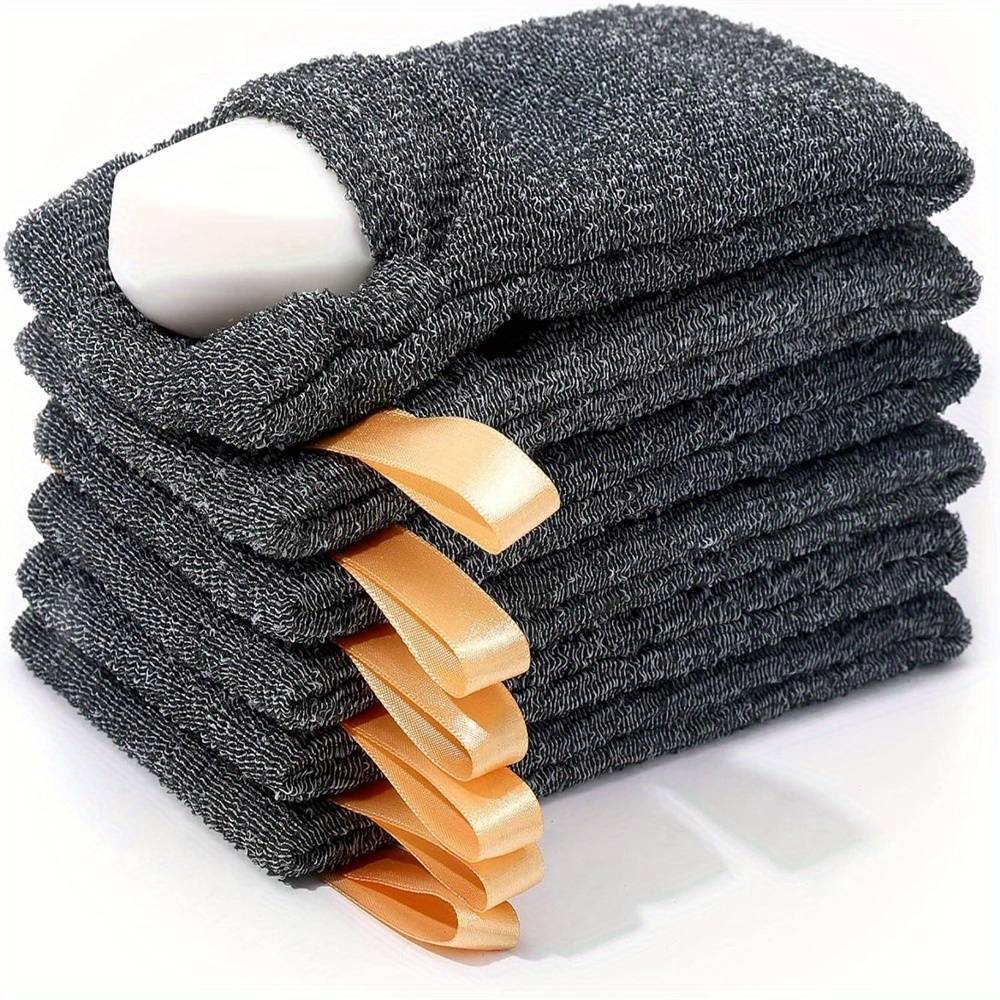 6pcs/pack New Style Soap Pocket Exfoliating Soap Saver Pouch, Body Scrubber Rough Sponge Exfoliator For Bath Or Shower, Gray Mesh Bar Soap Foam Pouch