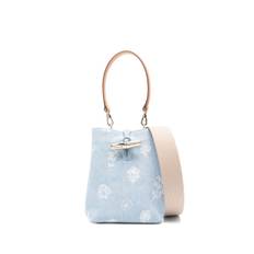 Longchamp - Le Roseau XS bucketbag - dam - Tyg/kalvskinn - one size - Blå