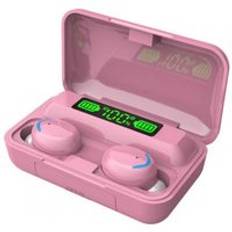 F9-5 trådlösa hörlurar digital display touchkontroll bluetooth 5.0 brusreducering tws in-ear hörsnäckor för smartphone ios android - Rosa