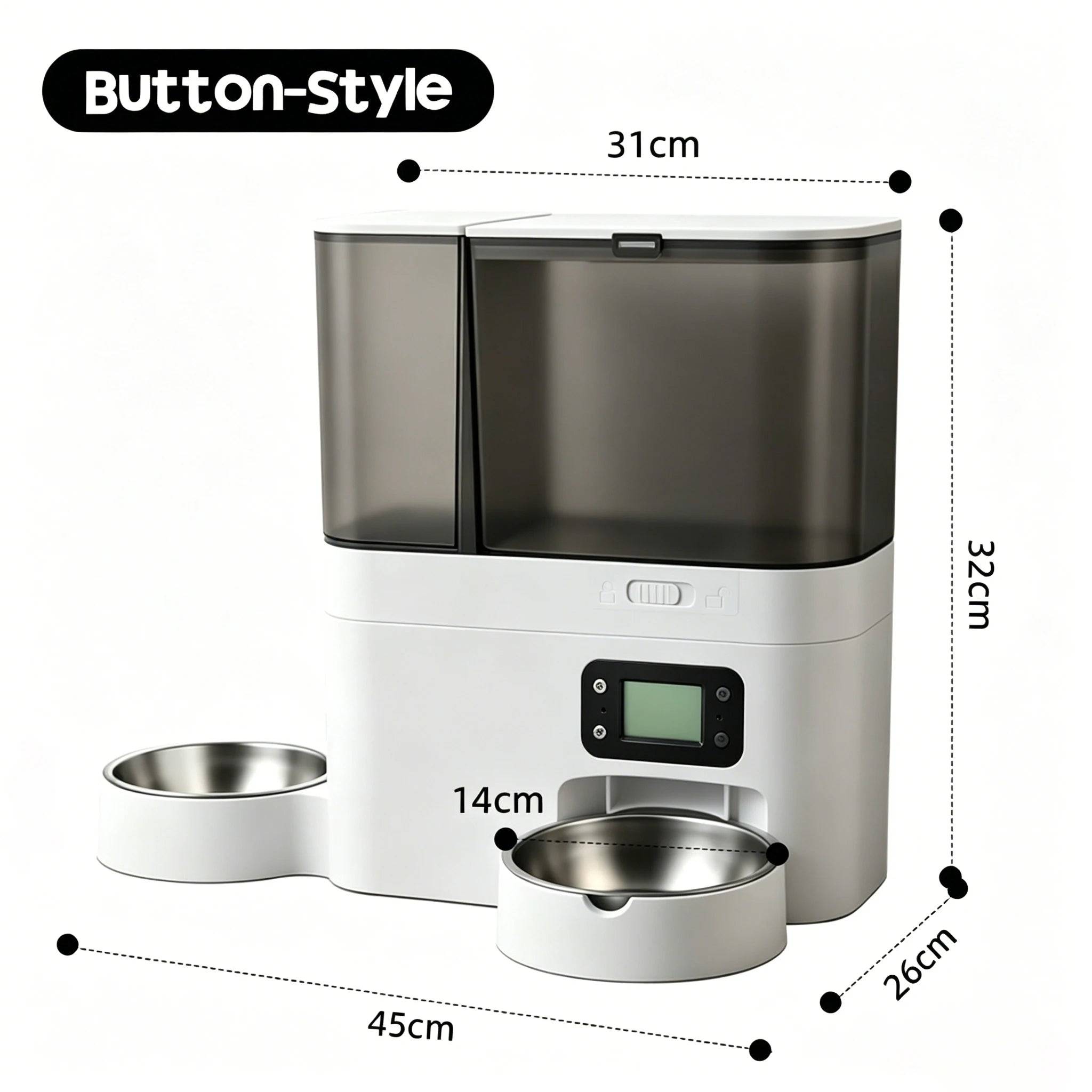 5L+3L Smart Automatic Pet Feeder with WiFi, Camera & Water Dispenser - Button Type Feeder
