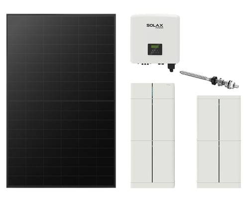 SolaX Hybrid 8 kW 18 paneler 12 kWh skrå sort eternit