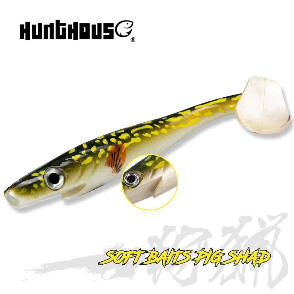 Hunthouse Pike Fishing Lure Pig Shad 120mm/150mm/200mm Paint Printing Paddle Tail Shad Silicone Souple Leurre Natural Musky Fish