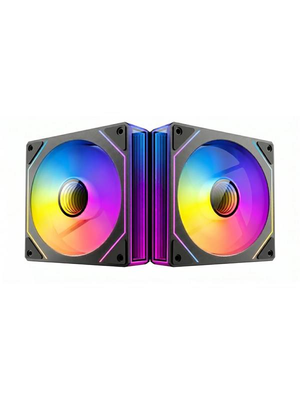 DUTZO INF 140 PWM ARGB (2-pack) - Kabinet køler - 140mm - Sort med RGB LED lys - 28 dBA