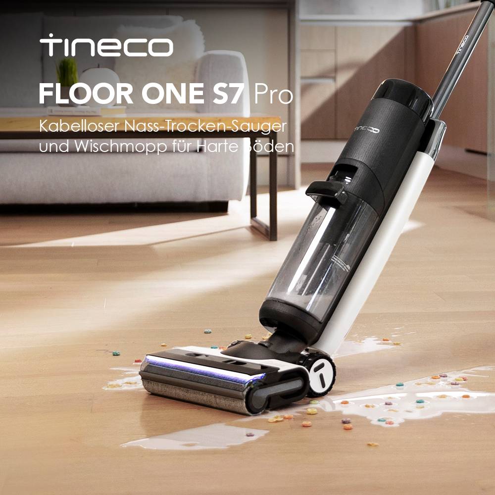 Tineco Floor ONE S7 PRO Kabelloser Nass-Trocken-Saugwischer mit LED-Display, entfernt klebrige Verschmutzungen und Tierhaare, Zentrifugaltechnologie
