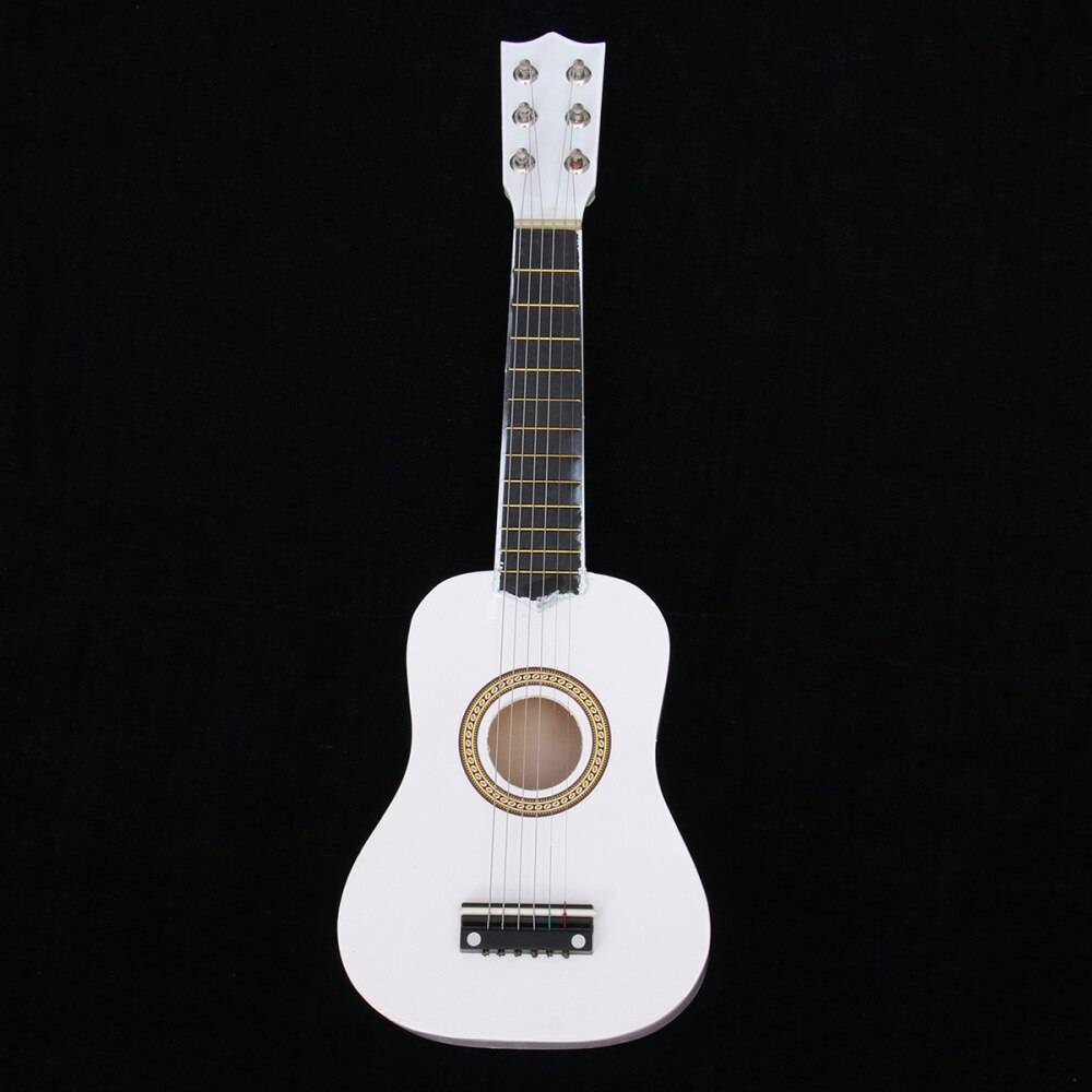 21 tums akustisk gitarr mini gitarr musikinstrument trähantverk för nybörjare barn (beige) - Vit