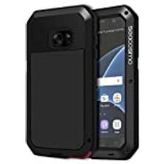 seacosmo Samsung S7-fodral, slitstarkt stötsäkert metallfodral [med inbyggt skärmskydd] helkroppsskydd robust rustning dammtätt fodral för Samsung Galaxy S7-svart