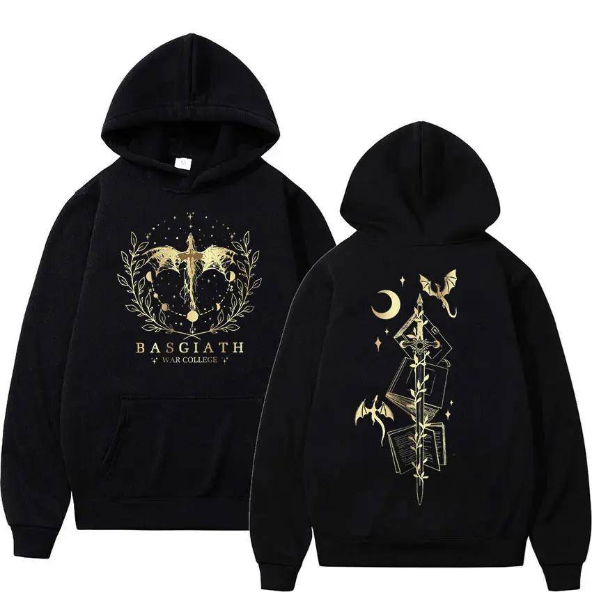 Basgiath War College Fourth Wing Hoodie Män Kvinnor Mode Retro Drakryttare Sweatshirt Kläder Oversized Hoodie cm gray