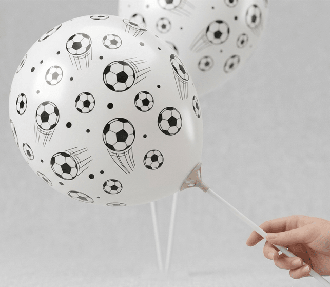Fodbold balloner inkl. ballonpinde - 6 stk.