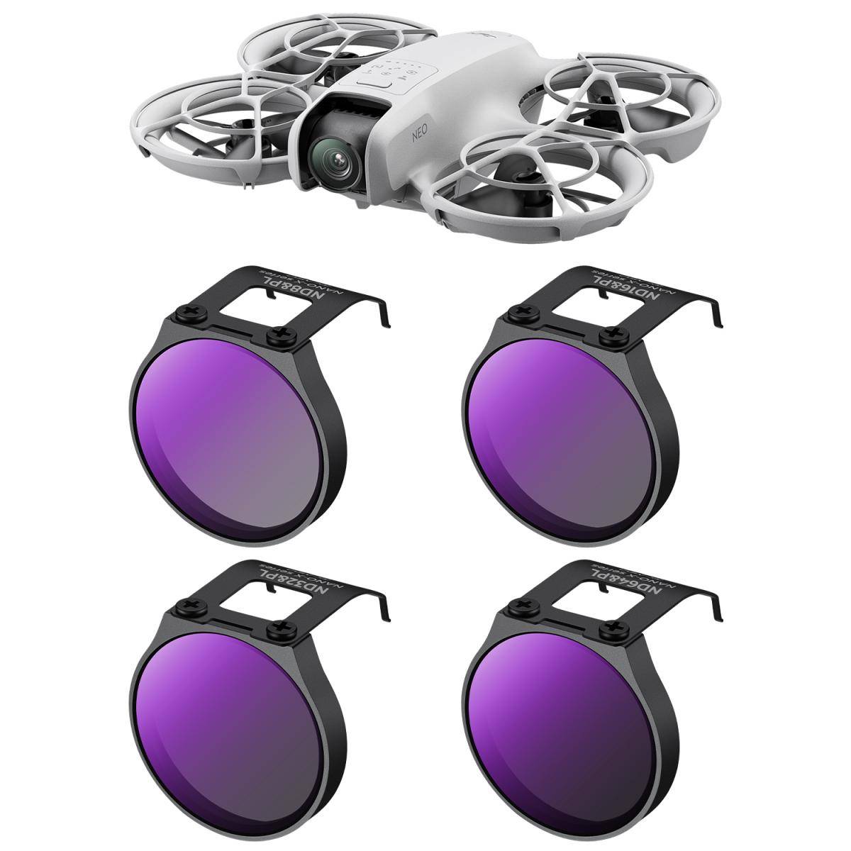 KENTFAITH DJI NEO 4 Pack Filter Kit ND8&PL + ND16&PL + ND32&PL + ND64&PL Polarizer Neutral Density 2-in-1 Filter Multi-Coated Optical Glass Lighweigh Frame