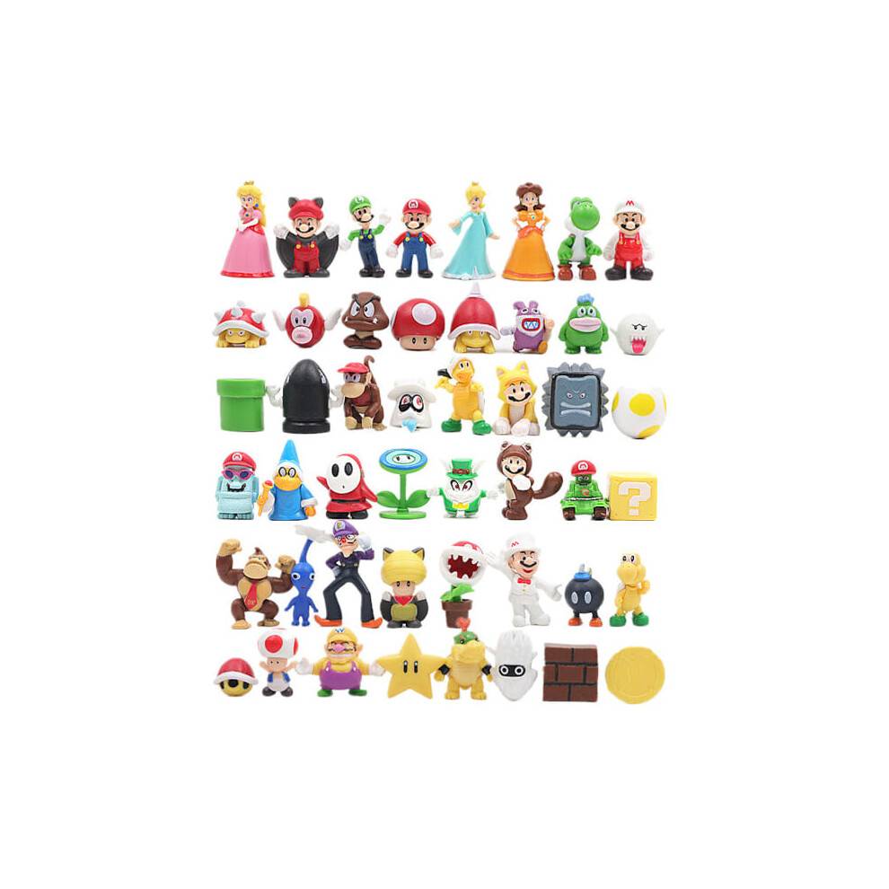 48 stk./sæt Super Mario Family Luigi Yoshi Bowser Wario Peach Toad Daisy figur model legetøj