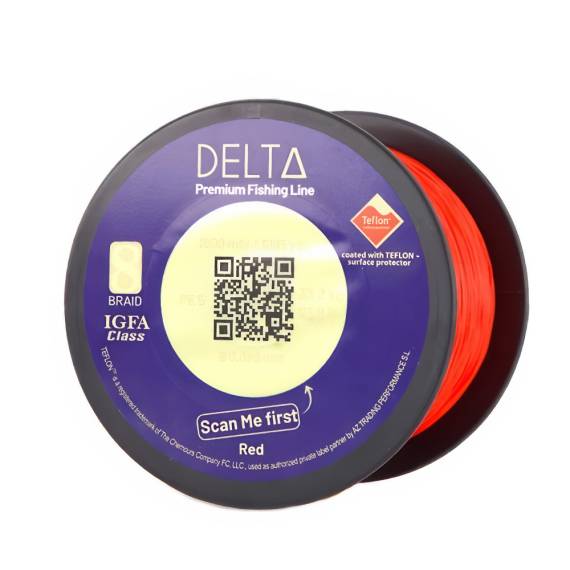 DELTA Teflon X8 Braid Red 0.23 mm/28 LBS 300m