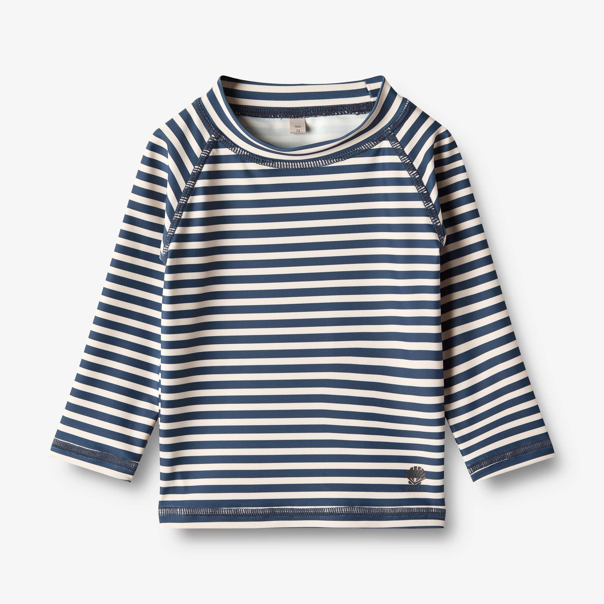WHEAT® - Langærmet Badebluse Dilan - indigo stripe - Str 92.