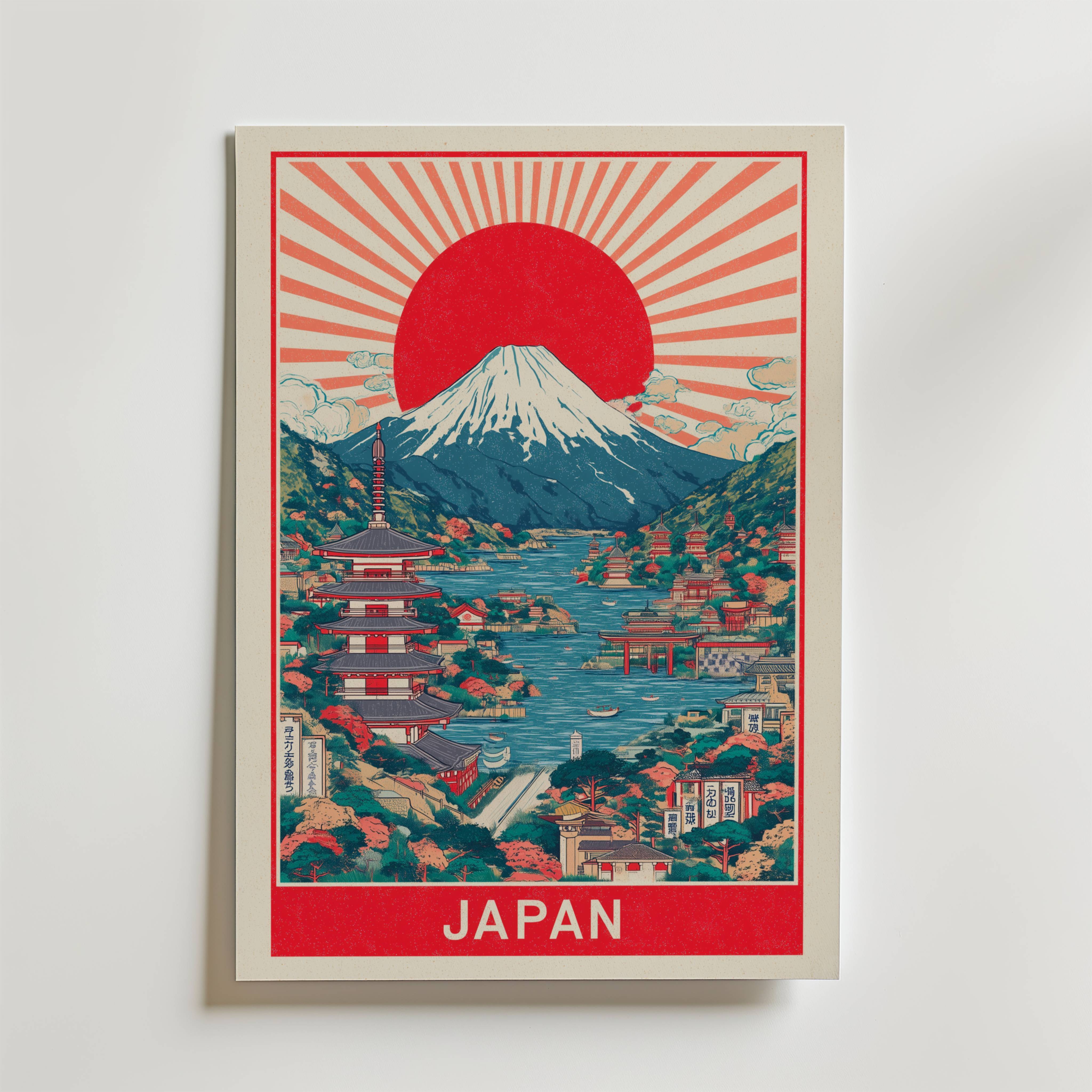 Japanese Red Sun Poster - Premium Canvas 50x70 cm