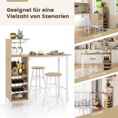 3-delad barbord & stolset Industriellt pubbord & pall Naturell