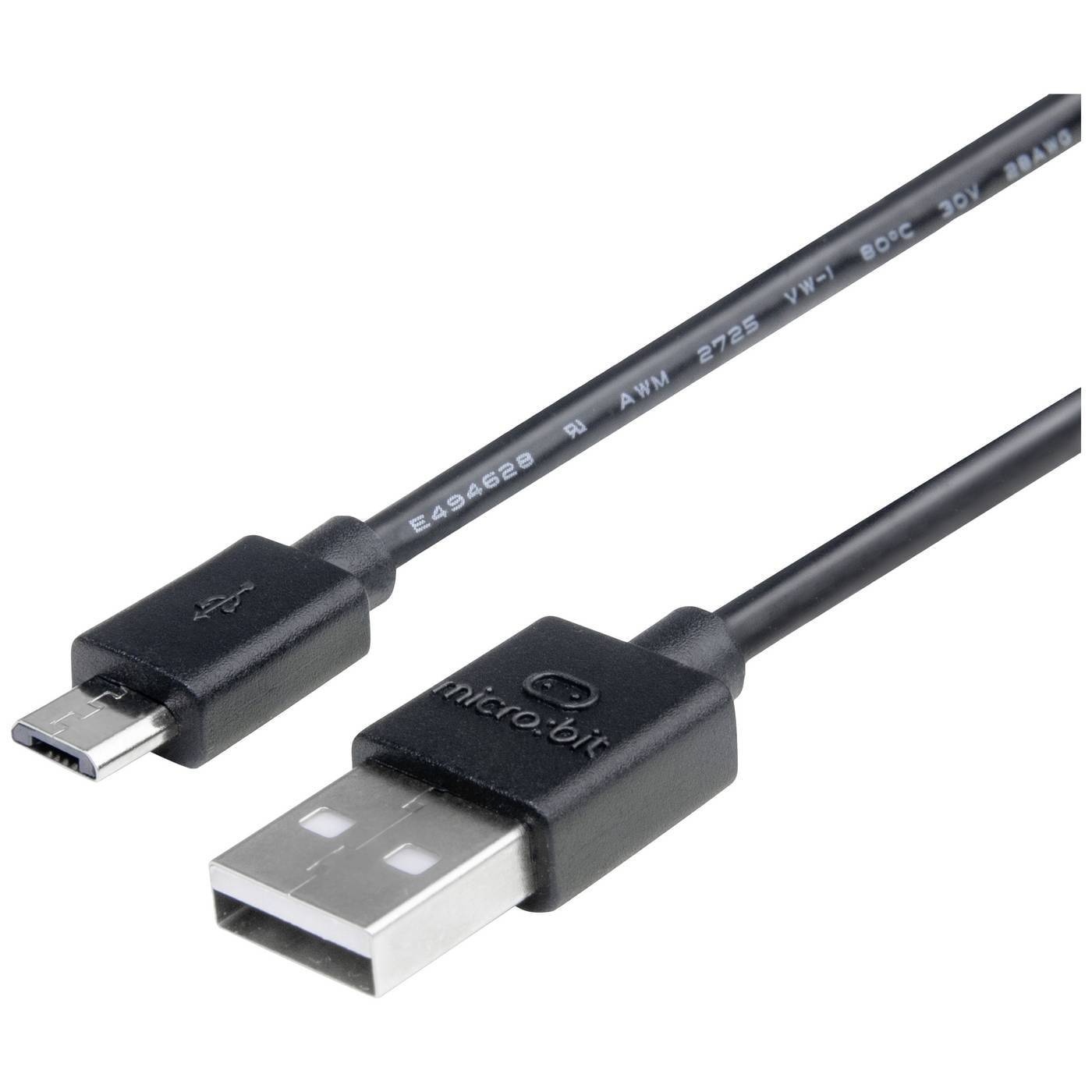BBC micro:bit MEFUSBB30AV1 Data-/strömkabel BBC micro:bit [1x USB 2.0 A hane - 1x USB 2.0 Micro-B hane] 0.30 m Svart