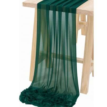Mörkgrön glansig tyll bordslöpare, bröllopsdukar i chiffong, transparent tyll bröllopsdrapering, romantisk chiffong utomhusskärm, transparent bågdrape - Mörk Grön (30*300 cm,75*300 cm,75x600cm)