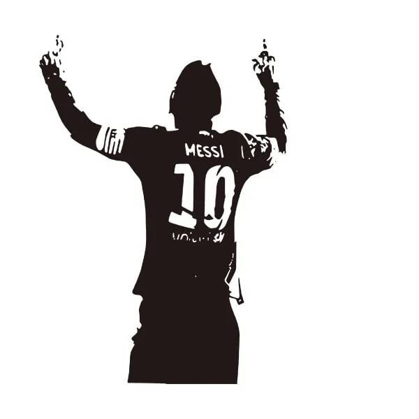 Messi takker de højere magter. Flot fodbold wallsticker. 56x40cm.