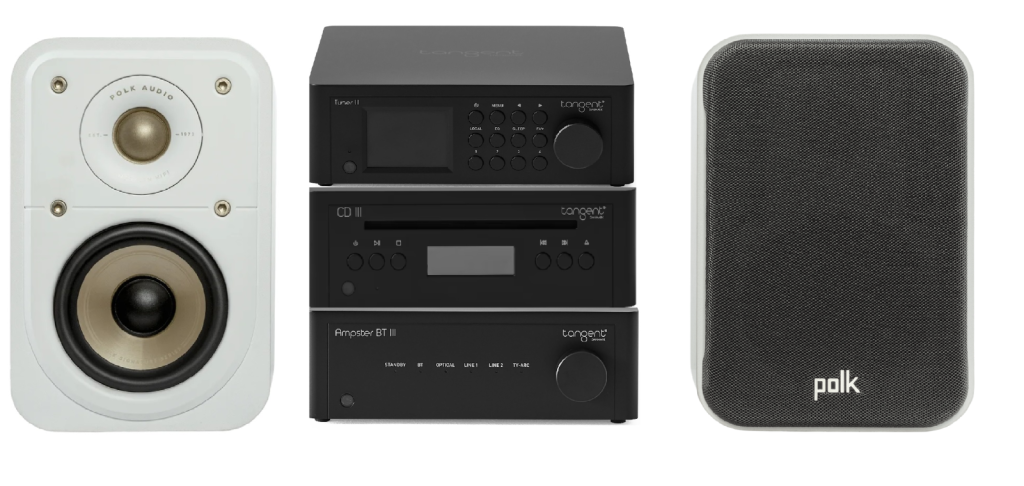 Tangent Micro Stereopaket WiFi Internet Radio, CD ,Generation 3 Svart med vita högtalare.