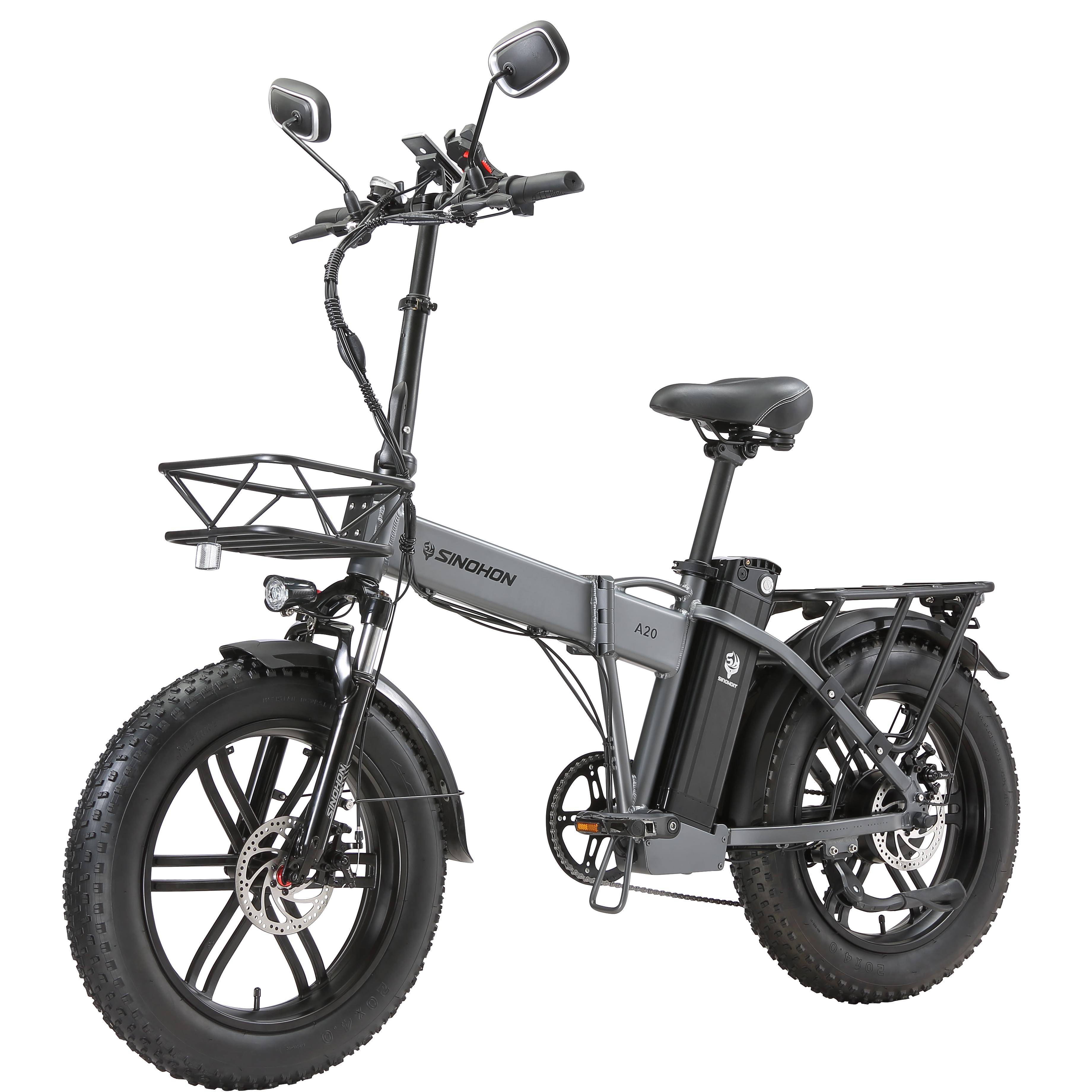 SINOHON A20 Citypendling Vuxen Elcykel 500W Motor 48V18Ah Batteri Multi Terräng E-cykel 20 Tum Vägdäck Med Barnsits Elcykel grå