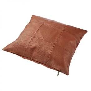 Læderpude i læder/canvas Fv. Cognac - SPAR 50%