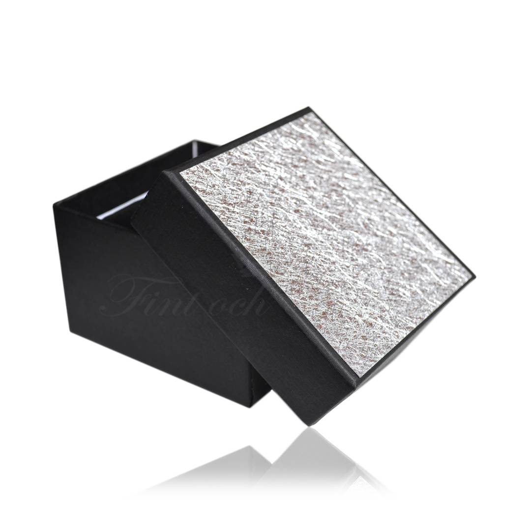 Smyckesask Svart Glitter Silver - Klocka Armring 84x88x58