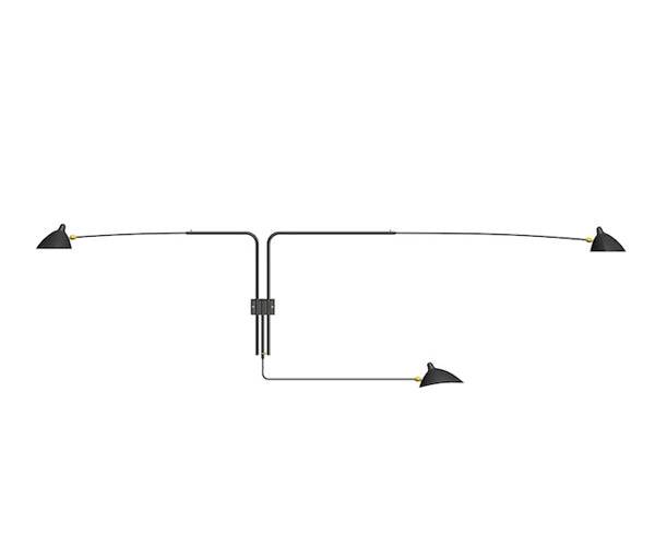 Serge Mouille Big Wall Scone 3 Rotating Arms - Straight - AP3B