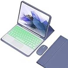 HEUCYL Keyboard Case for Samsung Galaxy Tab S9 Fe+/S9+ 12,4 Tum 2023, 7 Färger Bakgrundsbelyst Pekplatta Tangentbord Med S Pen-Hållare, Löstagbart Trådlöst Tangentbord & Tunt Pu Fodral,Purple