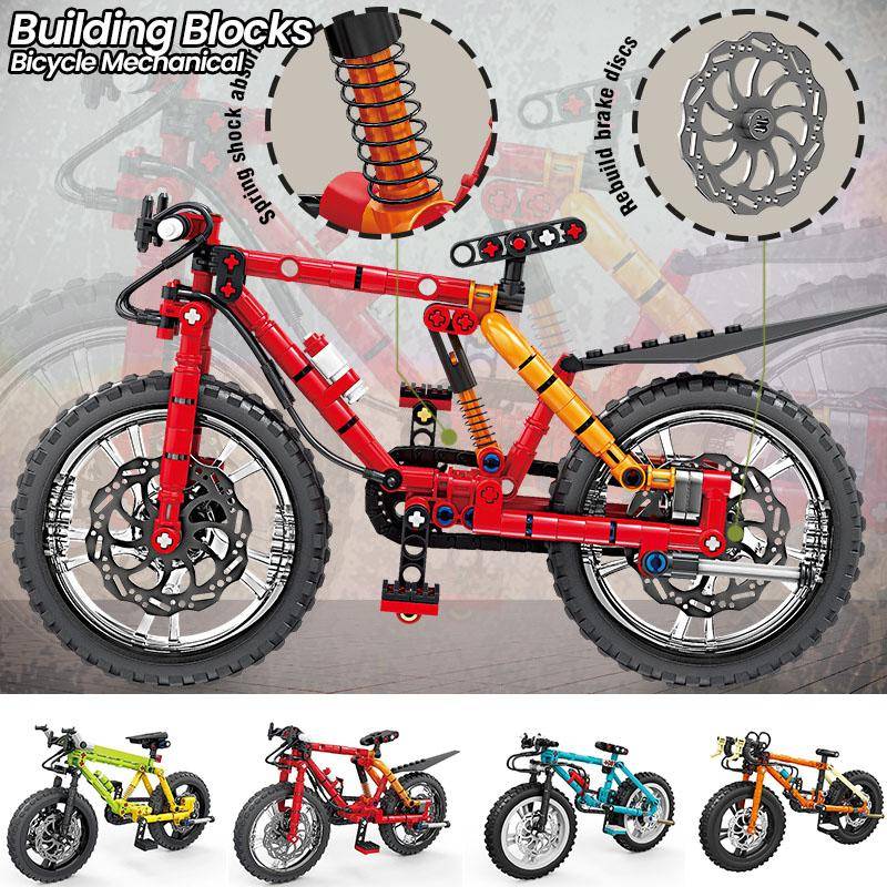 Byggklossar Cykel Mekanisk Rörelse Set Mountainbike Gör-det-själv Montera Klossar Modell Leksaker För Barn Vuxna Dekor Födelsedagspresent