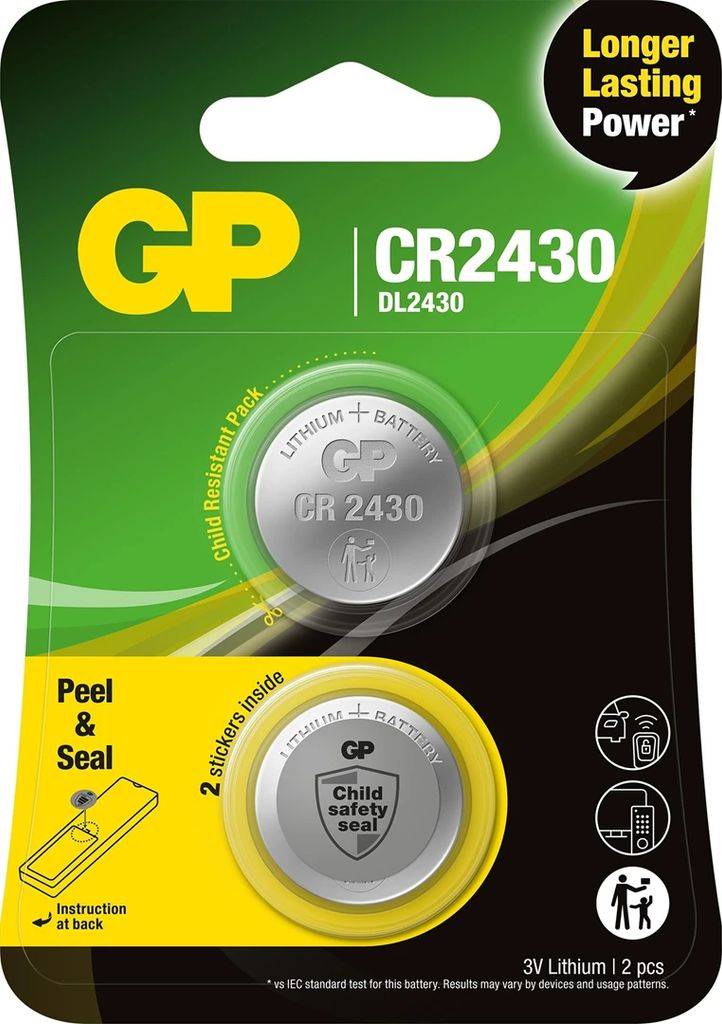 GP Knappcellsbatteri CR2430 3V - 2-pack