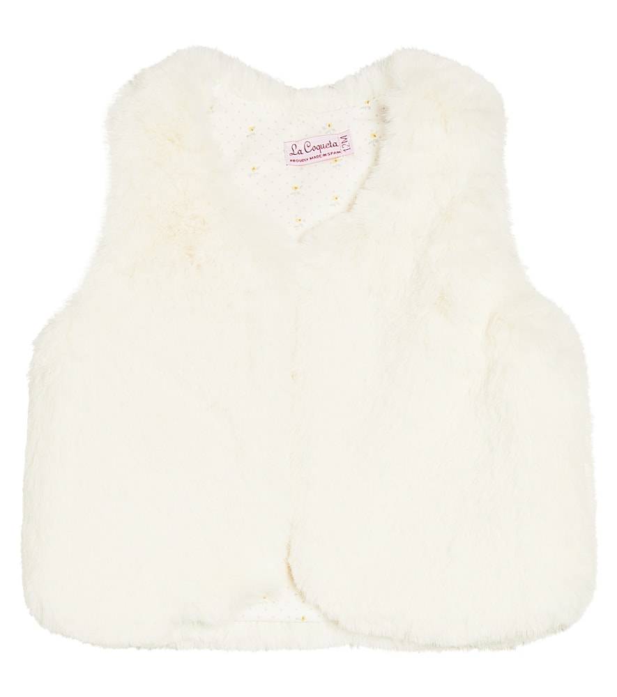 La Coqueta Bebé - chaleco Eva de pelo sintético - blanco - M 12