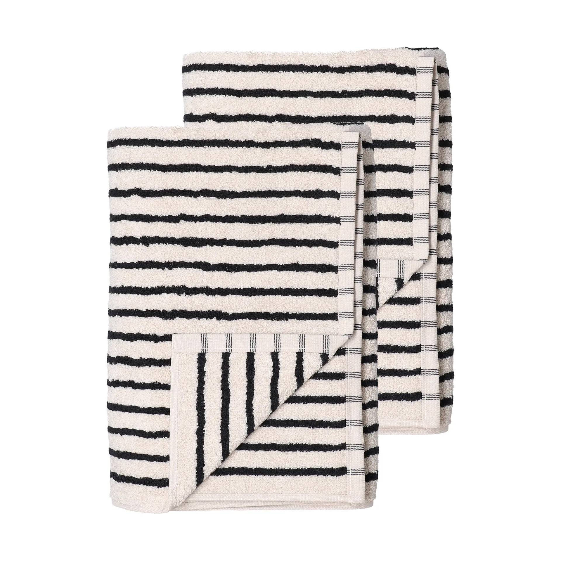 Scandi Living Drift badhanddukar 100x150 cm 2-pack - Vit-svart