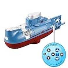 KENANLAN Mini fjärrstyrd U-båt, RC 6 kanaler fjärrkontroll under vatten fartyg RC U båt modell barn pedagogisk leksak för barn (blå)