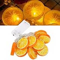 Ljusslinga för citroner, 1,5 m, 10 lysdioder, ljuskedja, apelsinskivor, citronljus för terrass, sovrum, fest, bröllop, inomhus, utomhus, batteridriven, ingår inte (orange)