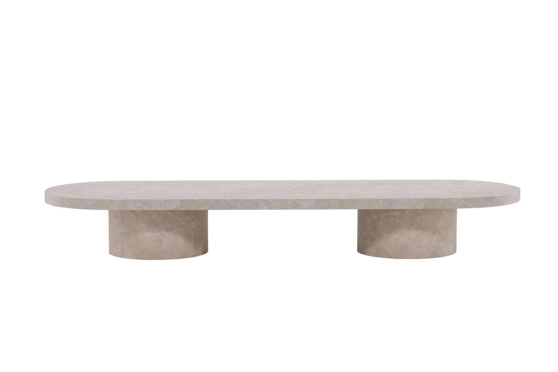 Narvik Travertin Ovalt Sofabord 190x60 cm