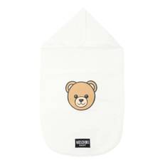 Moschino, Home , unisex, Beige, ONE SIZE, Bomuld, Ivory Baby Sleep Bag med Teddy Bear