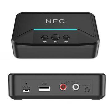 BT200 NFC Bluetooth 5.0-ljudmottagare - AUX 3.5mm och RCA-adapter - svart