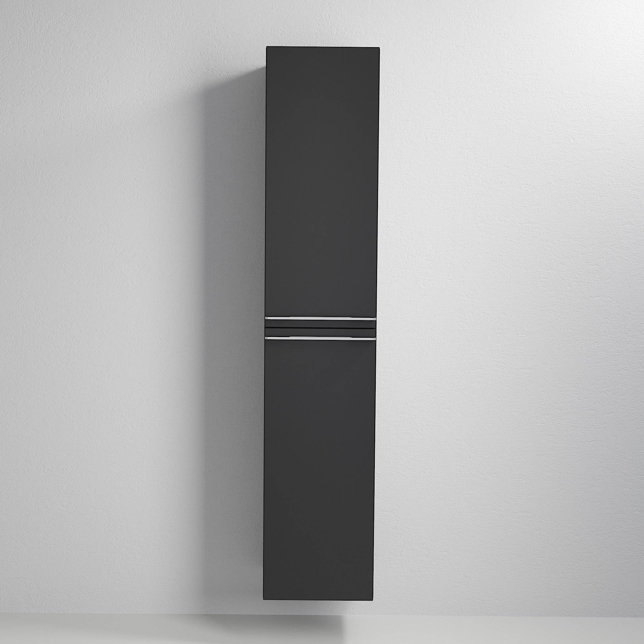 Veiholmen Højskab, Mat Sort - Dobbelt Glas Front