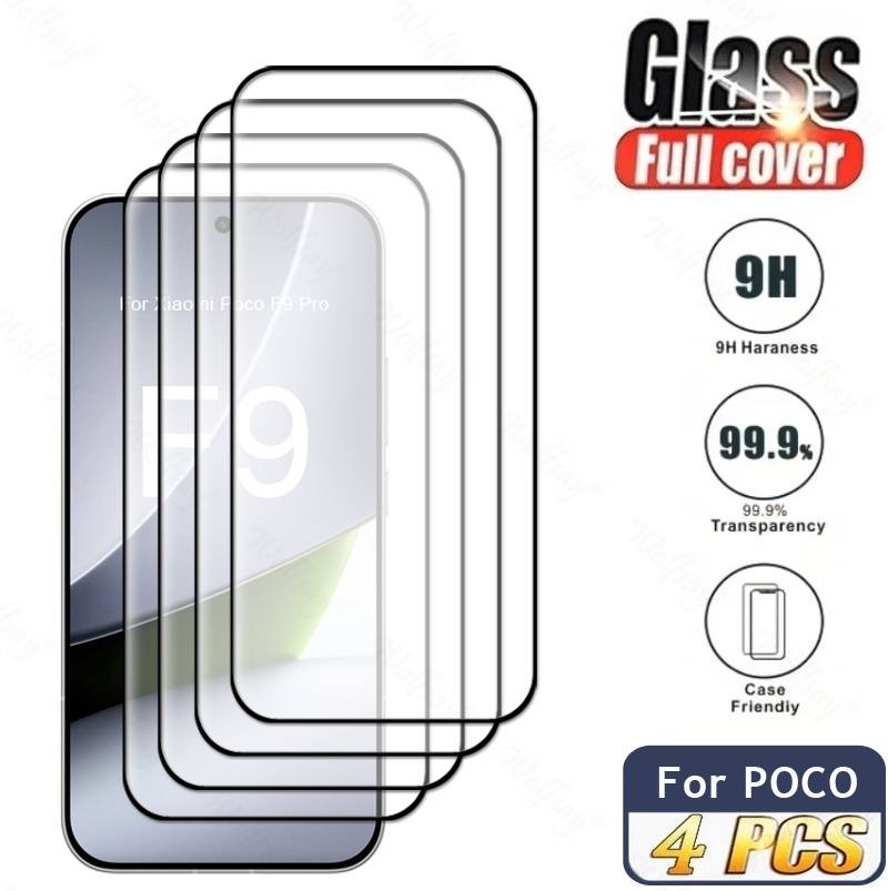 4 PCS Tempered Glass For Xiaomi POCO F9 Pro Glass Protector Oleophobic Coating Film POCO F9 Pro F9 Ultra Screen Protector Glass