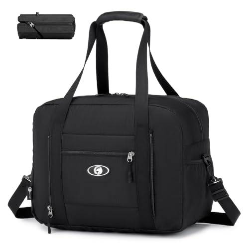SPAHER Handbagage 40x30x20 Wizzair Resväska Dam 25L Vikbar Gym Väska Resväska Handväska för Camping Weekend, B495-svart-uppdaterad modell-1st, Handbagage