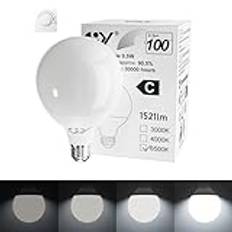 GY E27 LED-Glödlampor, Dimbar 9.5W 1521LM, 6500K Kall Vit, Ersätter 100W Halogenlampa, Frostad, Hög Ljusstyrka, Låg Energiförbrukning, Glödlampa G95, LED-Lampa 1 Stycken