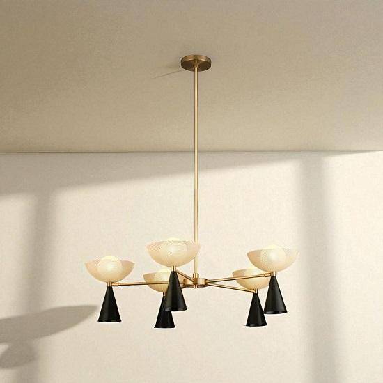 Italiensk Stilnovo Sputnik-krona Mid Century Modern Mässing Ljus