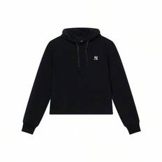 New York Yankees Basic Series Brevtryck Löst dragsko Hög midja Justerbar Kort Pullover Hoodie Sweatshirt, unisex, svart (S)