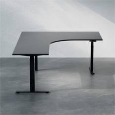 Hæve sænkebord hjørneskrivebord - Premium, Størrelse 160x200 cm, Bordplade Sort, Stativ Sort
