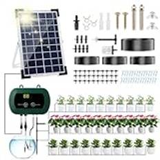 Anpress Solbevattningssystem automatisk set, bevattningssystem trädgård, gör-det-själv automatiskt trädgårdbevattningssystem med 30 krukor och 10 timing-lägen för trädgård och balkongväxter, grönsaker
