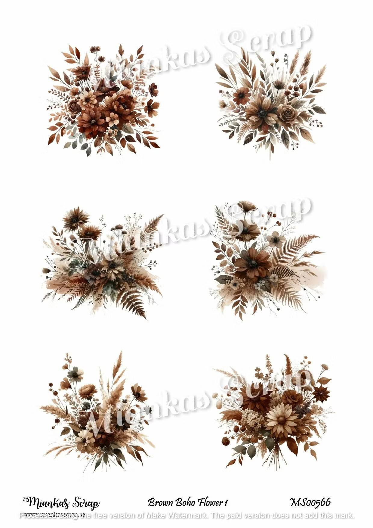Miankas Scrap klippark - Brown Boho Flower 1