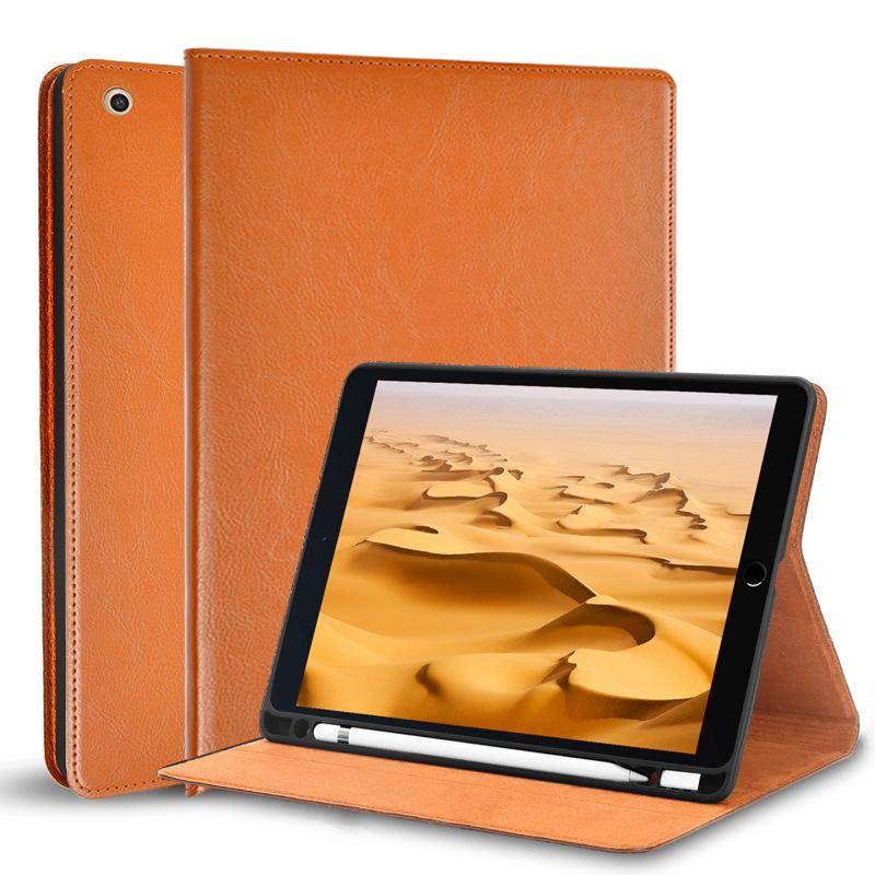 Äkta läderfodral för Apple iPad 10.2 Mini 4/5, Air 3, Pro 10.5 med pennfack för skydd